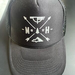 Mt Hood Timberline Lodge Black Graphic Trucker Hat